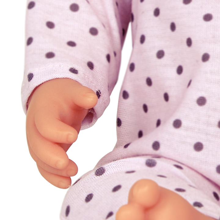 Baby Doll with Lilac Polka Dot Pyjama - Medium Skin Tone & Blue Eyes - Dolls & Gifts for Kids - LullaBaby