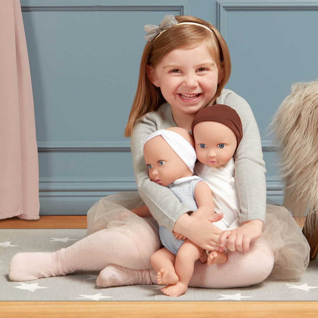 LullaBaby Doll Twins Set - Baby Doll Twins 1 Girl & 1 Boy Doll - Twins with Blue Eyes, Outfits & Dummies - Toys & Gifts for Kids - LullaBaby UK