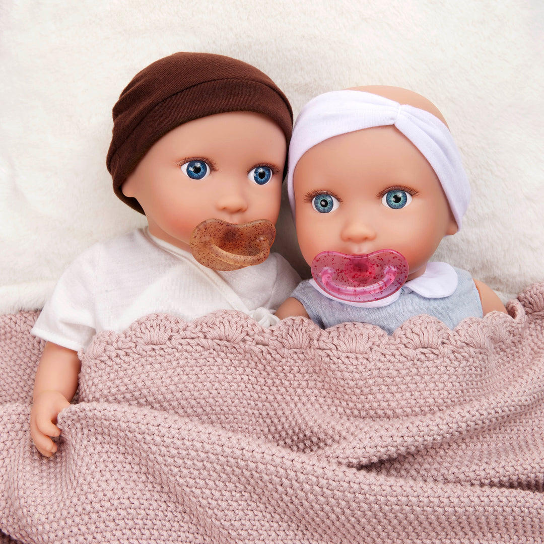 LullaBaby Doll Twins Set - Baby Doll Twins 1 Girl & 1 Boy Doll - Twins with Blue Eyes, Outfits & Dummies - Toys & Gifts for Kids - LullaBaby UK