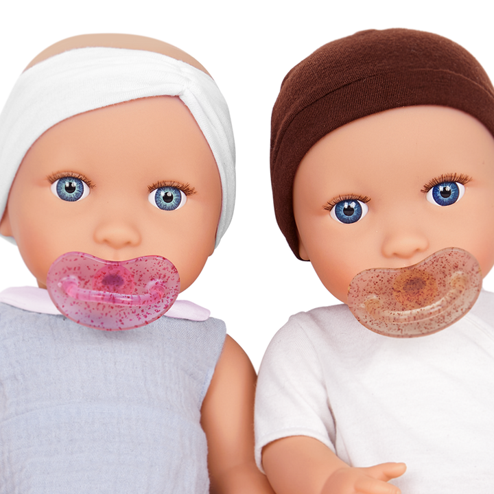 LullaBaby Doll Twins Set - Baby Doll Twins 1 Girl & 1 Boy Doll - Twins with Blue Eyes, Outfits & Dummies - Toys & Gifts for Kids - LullaBaby UK