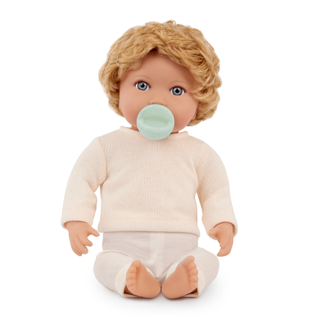 Baby Boy Doll with Hair - Boy Doll with Blonde Hair & Blue Eyes - Gifts & Toys for Kids Ages 2 Years + - LullaBaby Dolls UK