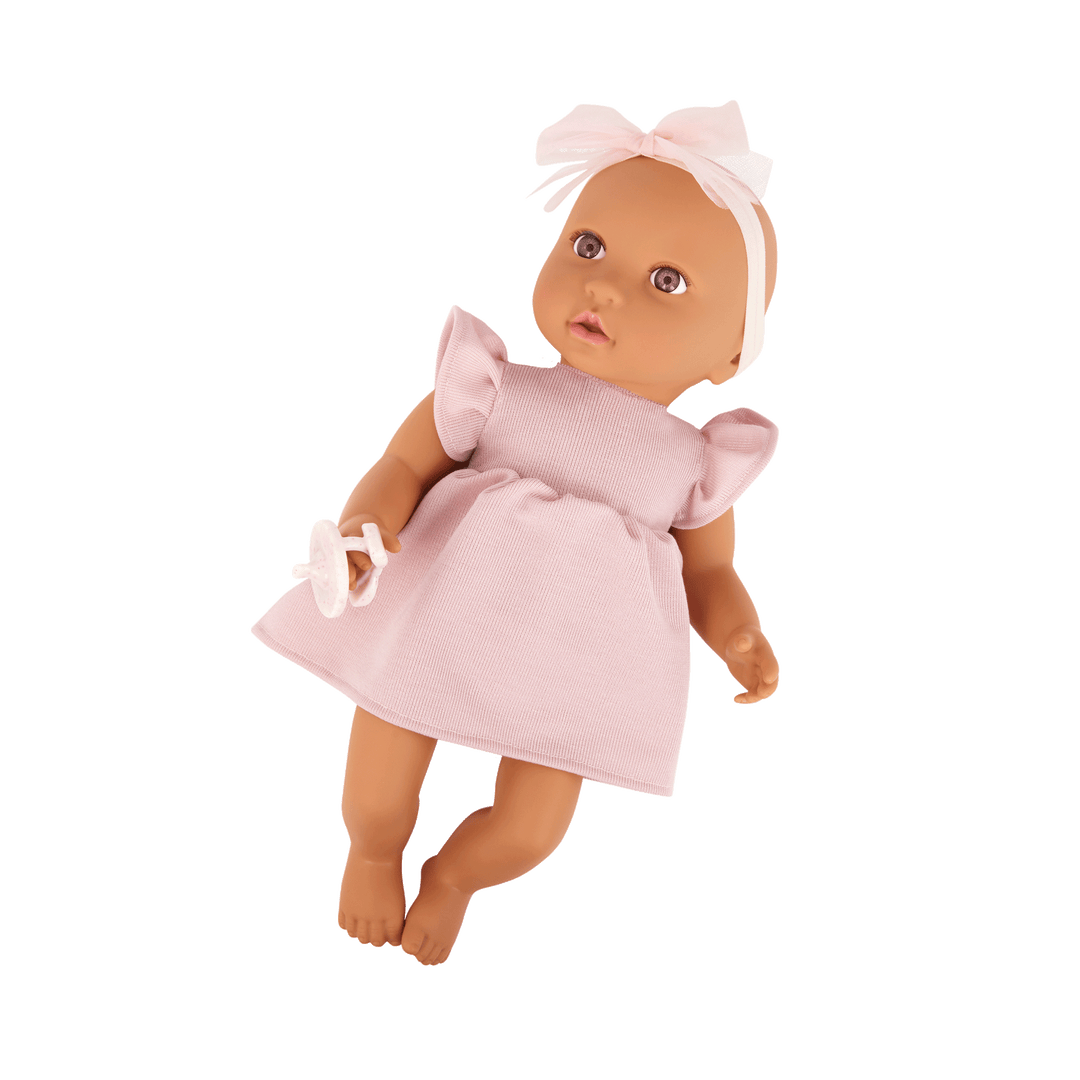 Baby Doll in Pink Dress - 36cm Baby Doll with Brown Eyes - Toys & Gifts for Toddlers - Ages 2 Years + - LullaBaby