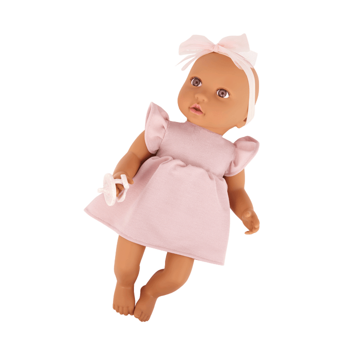 Baby Doll in Pink Dress - 36cm Baby Doll with Brown Eyes - Toys & Gifts for Toddlers - Ages 2 Years + - LullaBaby
