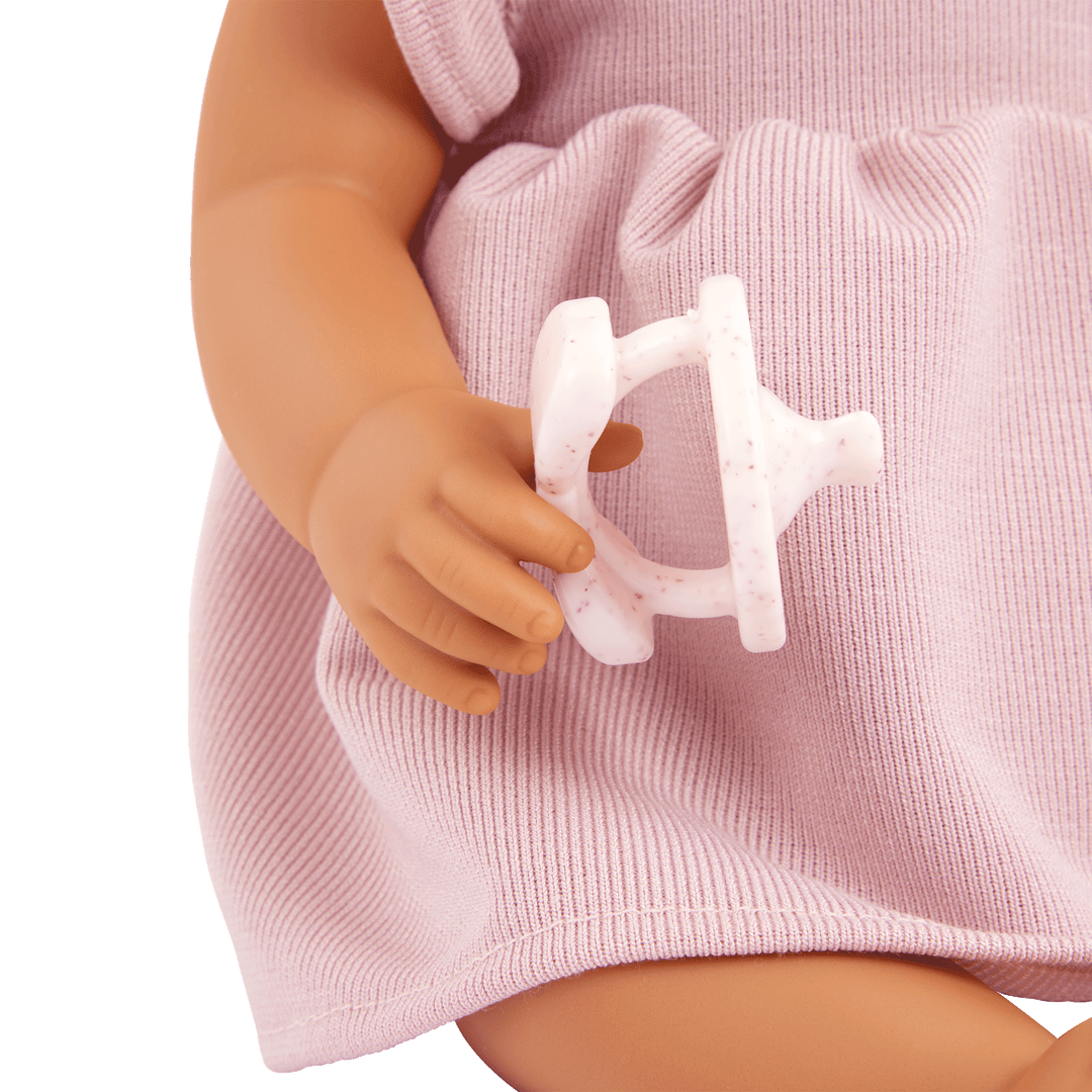 Baby Doll in Pink Dress - 36cm Baby Doll with Brown Eyes - Toys & Gifts for Toddlers - Ages 2 Years + - LullaBaby