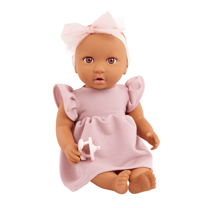 Baby Doll in Pink Dress - 36cm Baby Doll with Brown Eyes - Toys & Gifts for Toddlers - Ages 2 Years + - LullaBaby