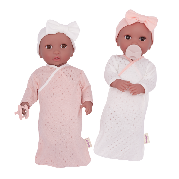 Sleep Sacks Outfits - Baby Doll Clothing - Pink & White Sleep Sacks - Clothes for Twin Baby Dolls - LullaBaby Dolls UK