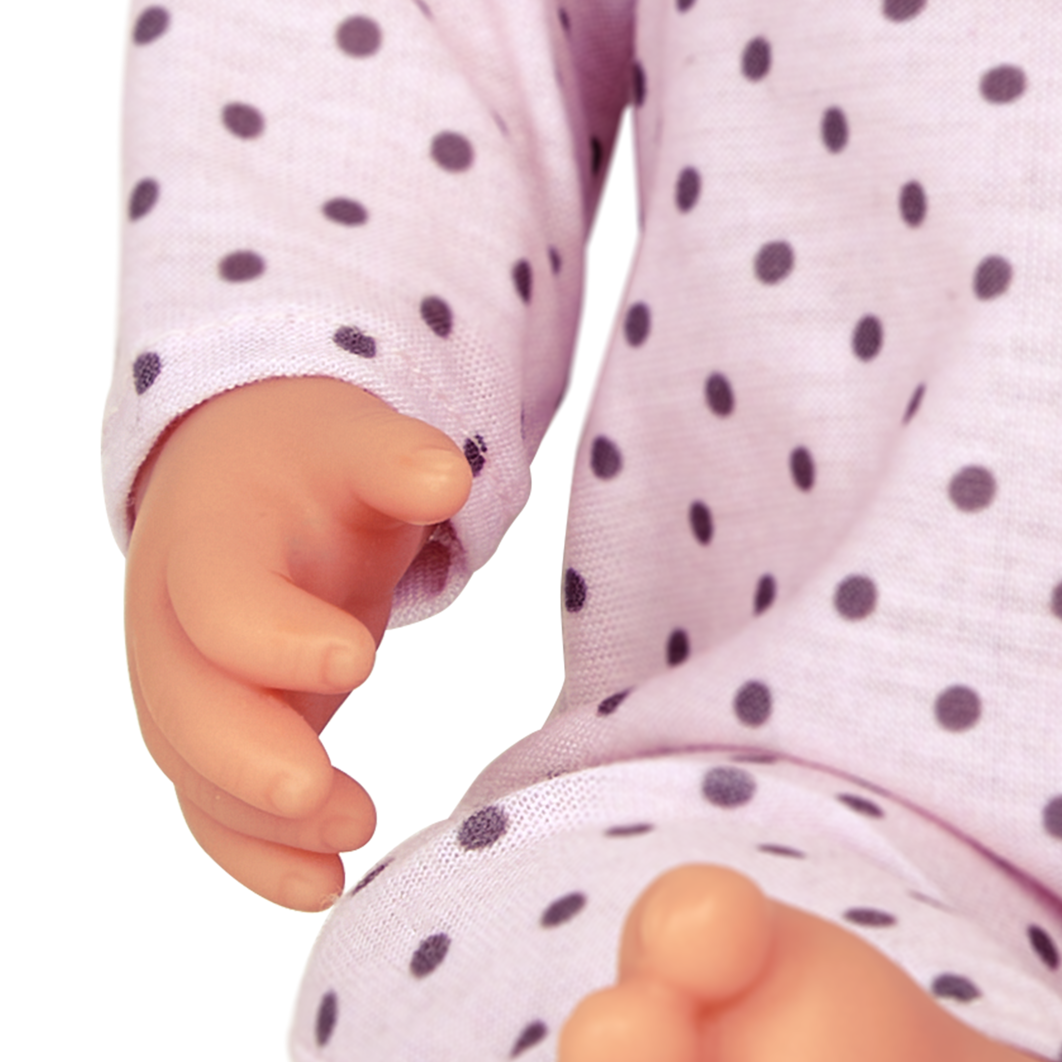 Baby Doll in Purple Polka Dot Pyjama - 36cm Baby Doll with Blue Eyes - Toys for Kids Ages 2 Years + - LullaBaby UK
