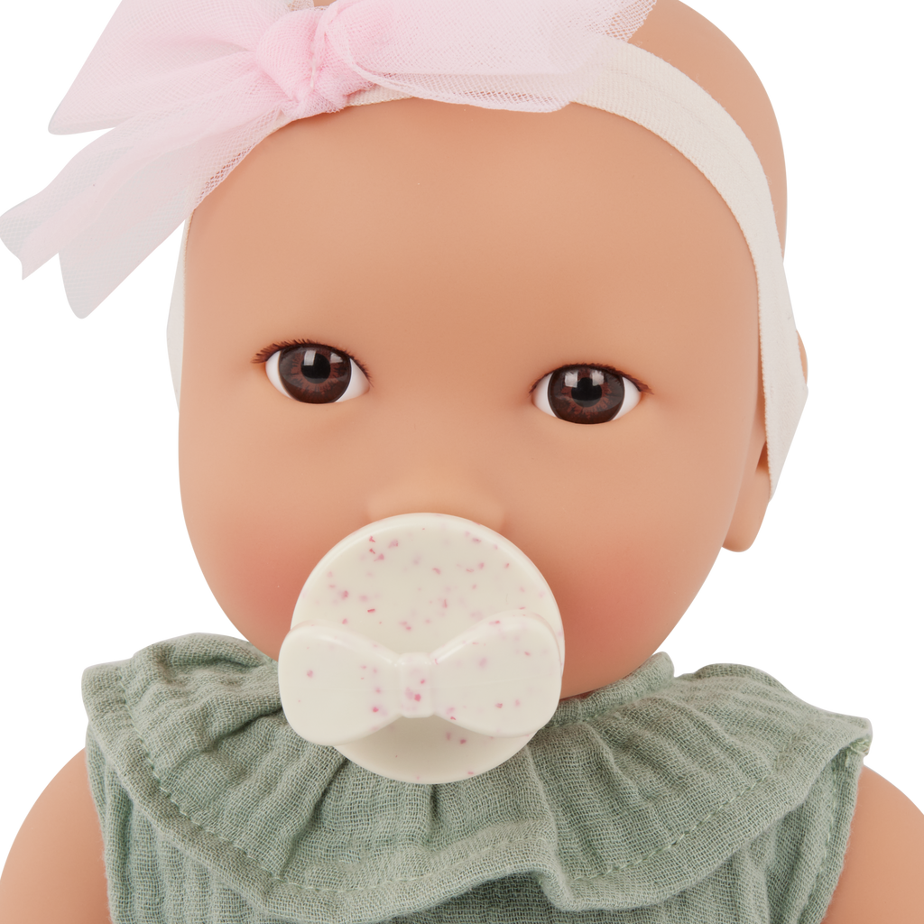 Baby Doll with Green Jumper & Headband with Bow - 36cm Baby Dolls - Toys for Kids Ages 2 Years + - LullaBaby