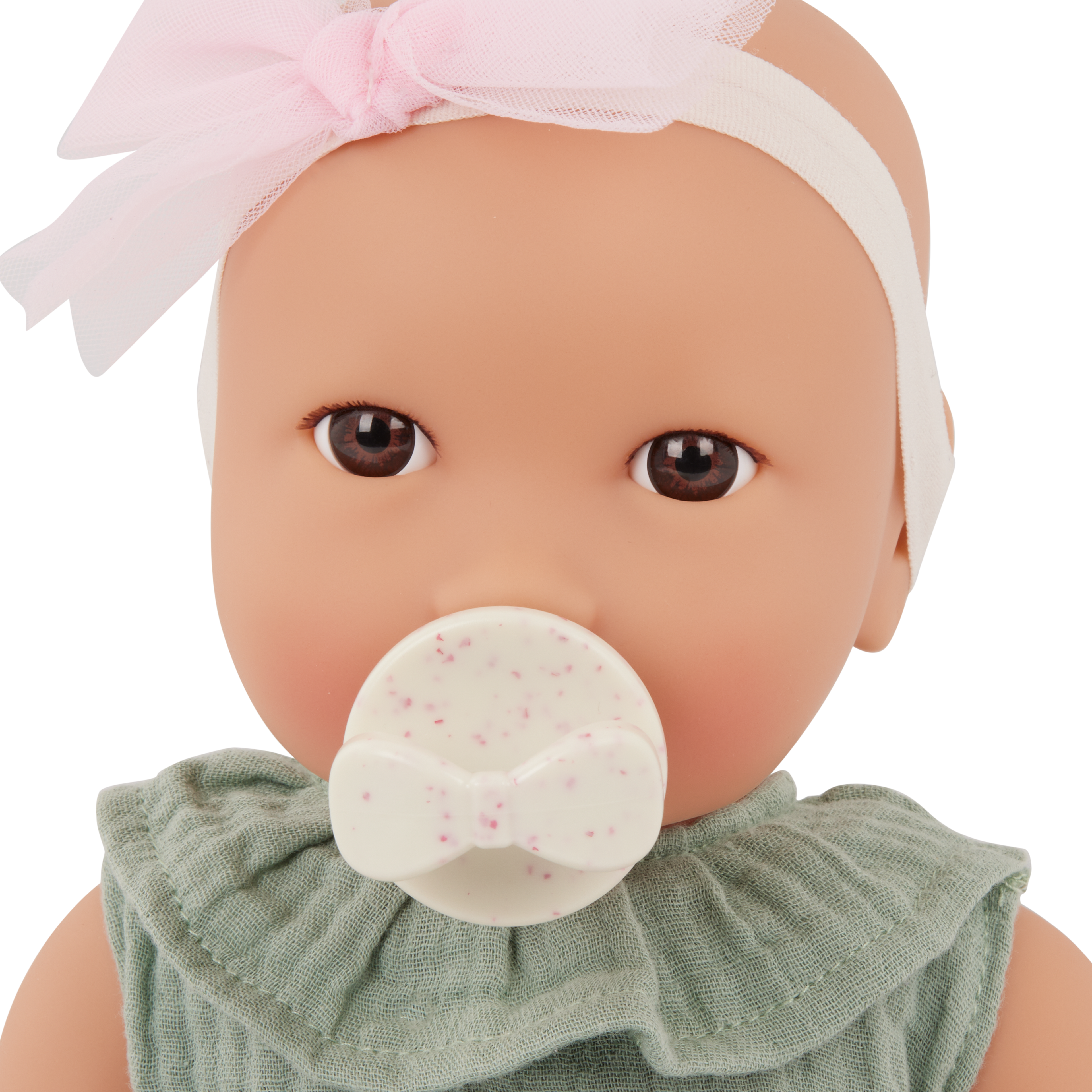 Baby Doll with Green Jumper & Headband with Bow - 36cm Baby Dolls - Toys for Kids Ages 2 Years + - LullaBaby
