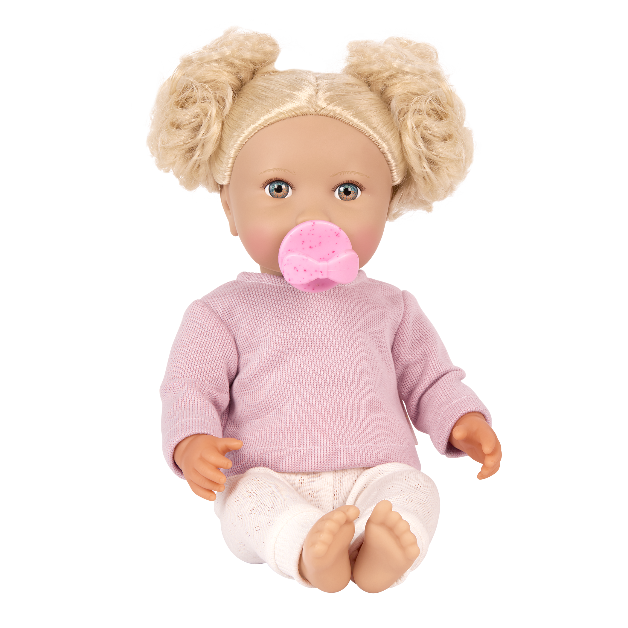 Baby Doll with Blonde Hair - 36cm Baby Doll with Dummy - Toys for Kids Ages 2 Years + - LullaBaby Doll