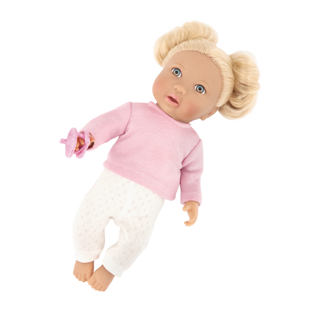 Baby Doll with Blonde Hair - 36cm Baby Doll with Dummy - Toys for Kids Ages 2 Years + - LullaBaby Doll