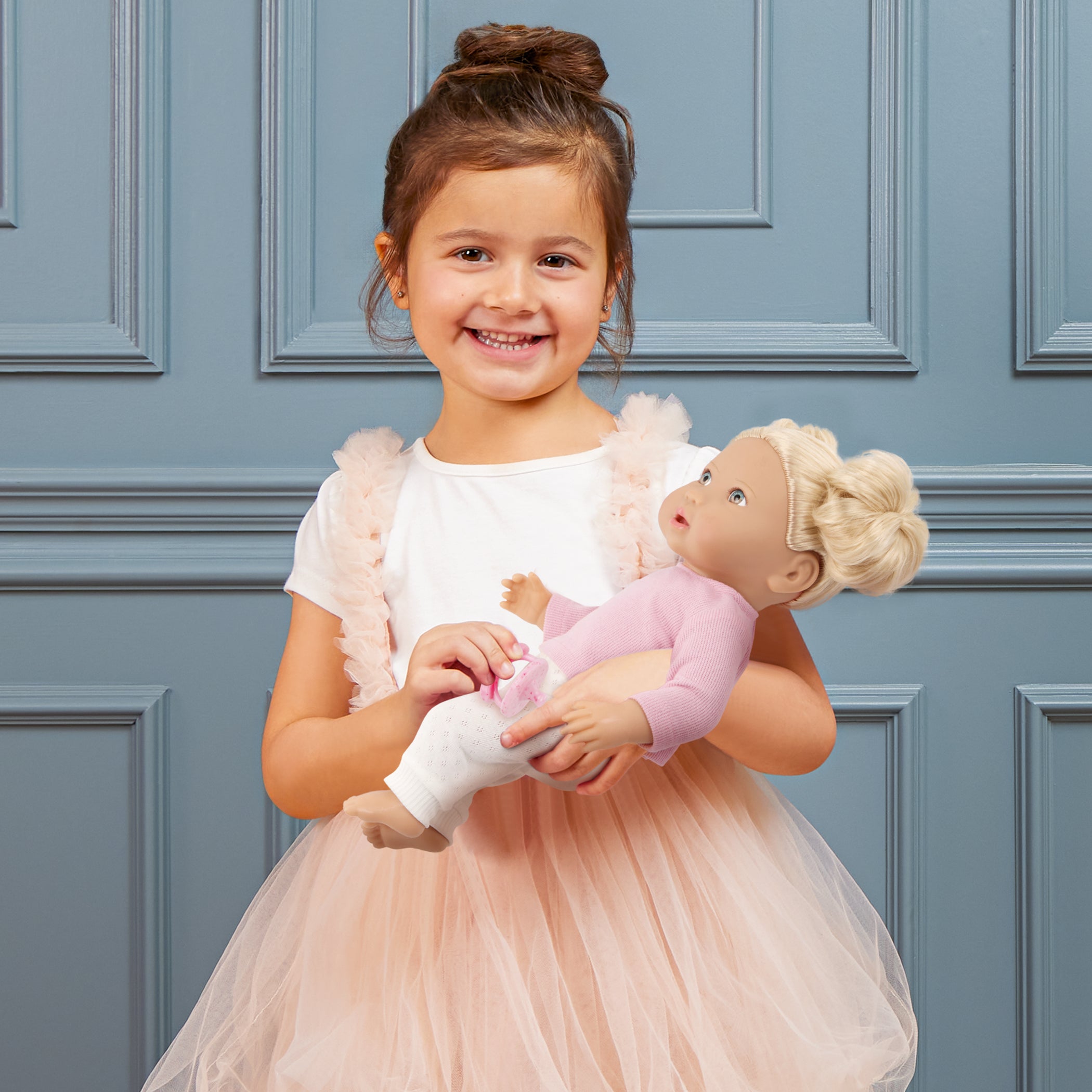 Baby Doll with Blonde Hair - 36cm Baby Doll with Dummy - Toys for Kids Ages 2 Years + - LullaBaby Doll