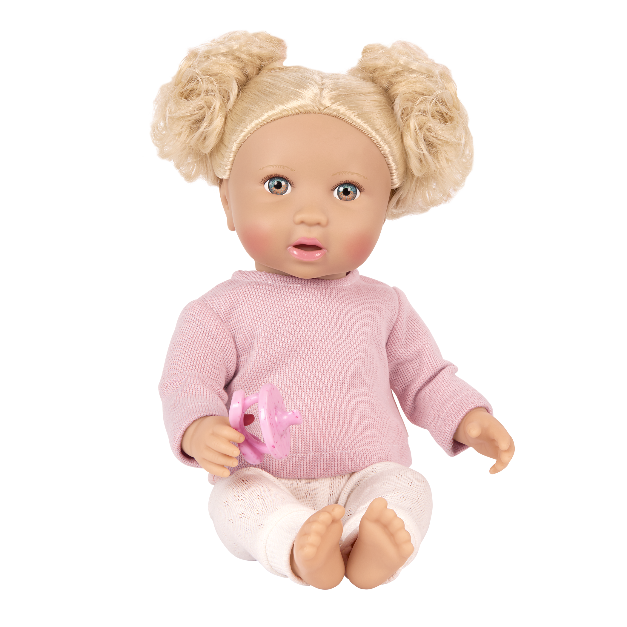 Baby Doll with Blonde Hair - 36cm Baby Doll with Dummy - Toys for Kids Ages 2 Years + - LullaBaby Doll