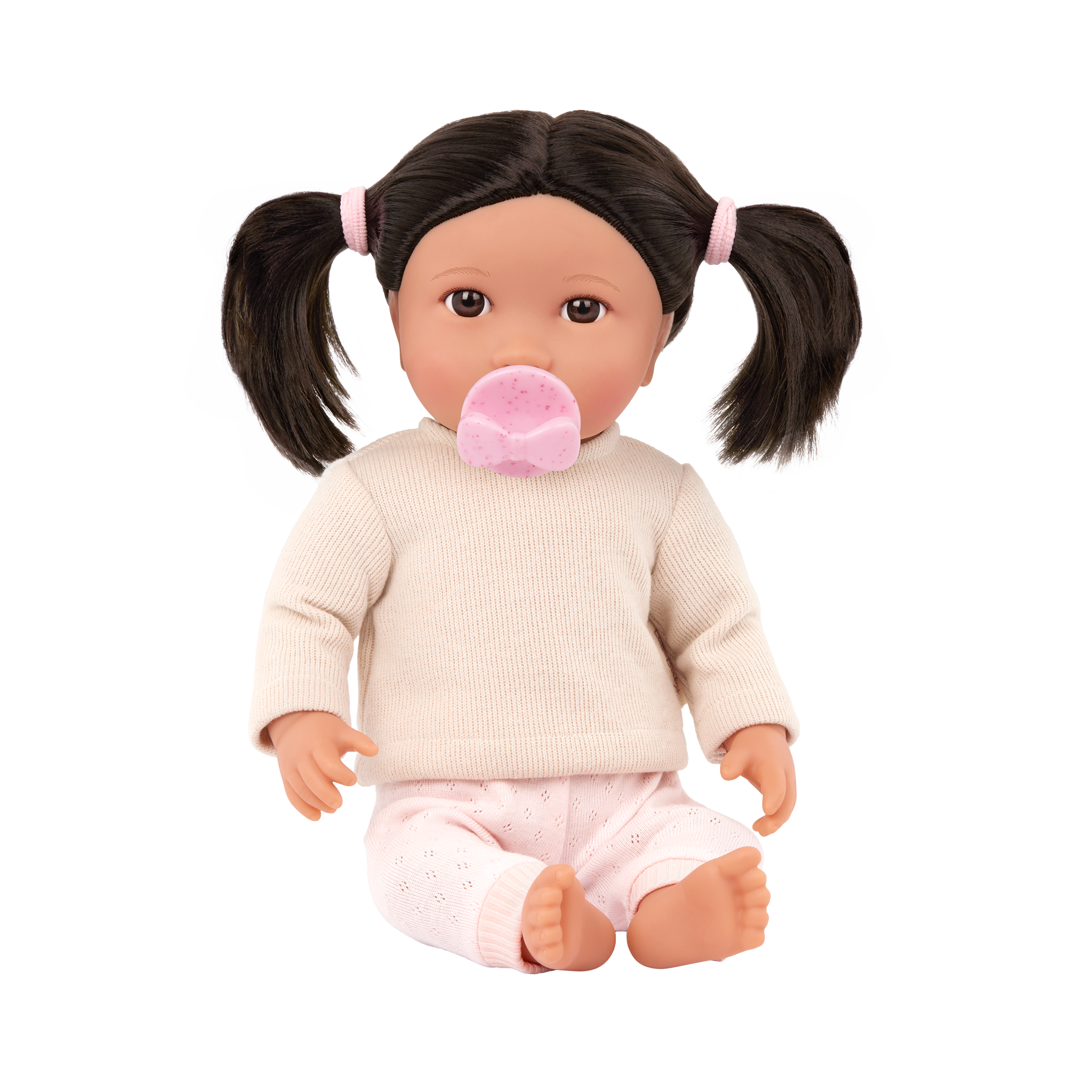 Doll with Brown Hair - 36cm Baby Doll with Pink Dummy - Toys & Gifts for Kids Ages 2 Years + - LullaBaby Dolls