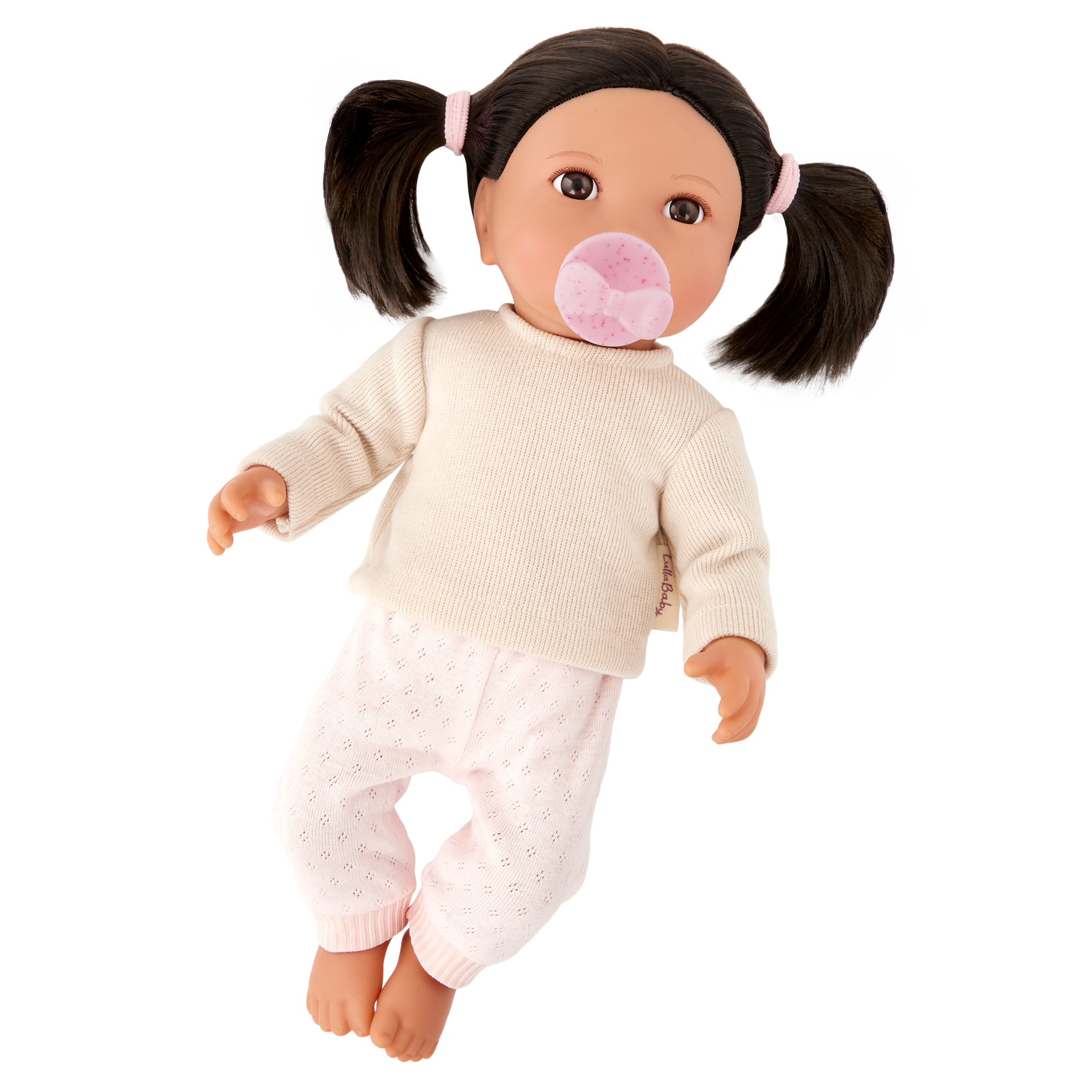 Doll with Brown Hair - 36cm Baby Doll with Pink Dummy - Toys & Gifts for Kids Ages 2 Years + - LullaBaby Dolls