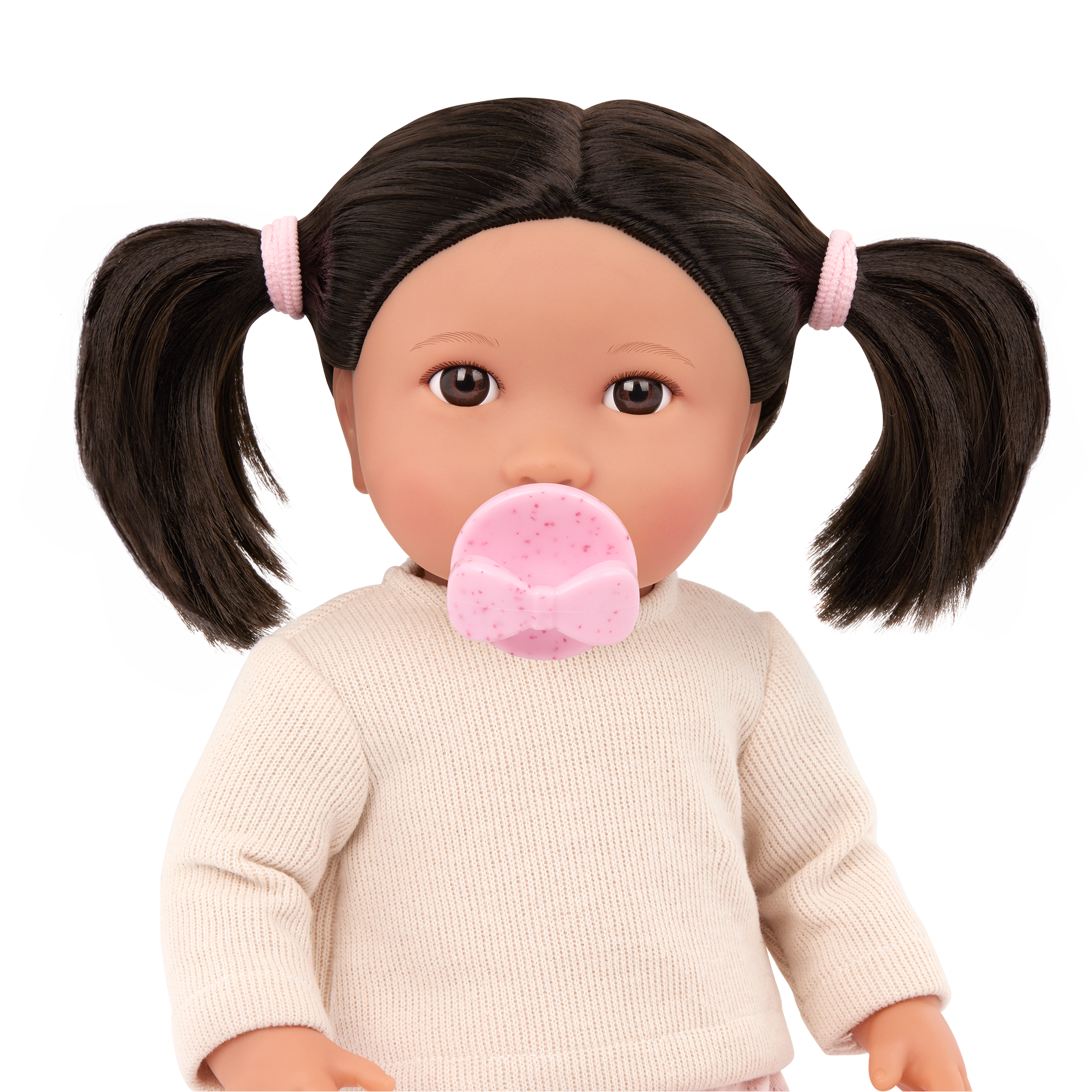 Doll with Brown Hair - 36cm Baby Doll with Pink Dummy - Toys & Gifts for Kids Ages 2 Years + - LullaBaby Dolls