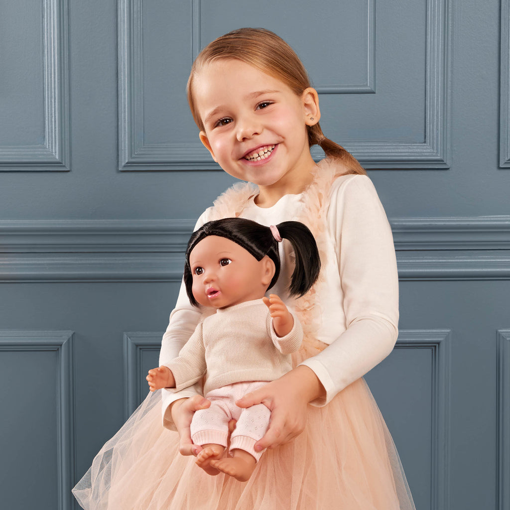 Doll with Brown Hair - 36cm Baby Doll with Pink Dummy - Toys & Gifts for Kids Ages 2 Years + - LullaBaby Dolls