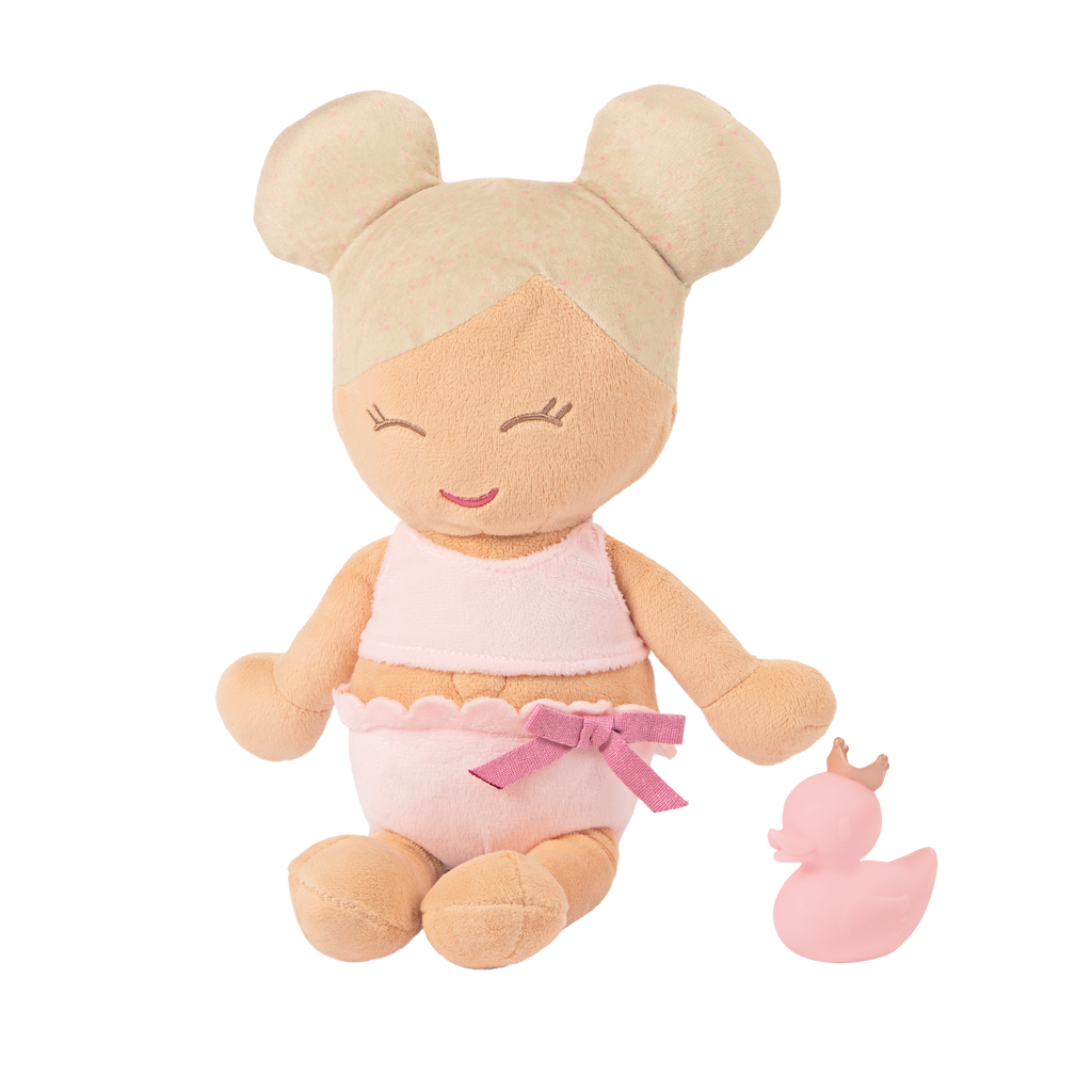 Plush Bath Doll - Bath Doll with Blonde Hair & Rubber Duck - Bath Toys - Gift Ideas for Kids - LullaBaby Dolls UK