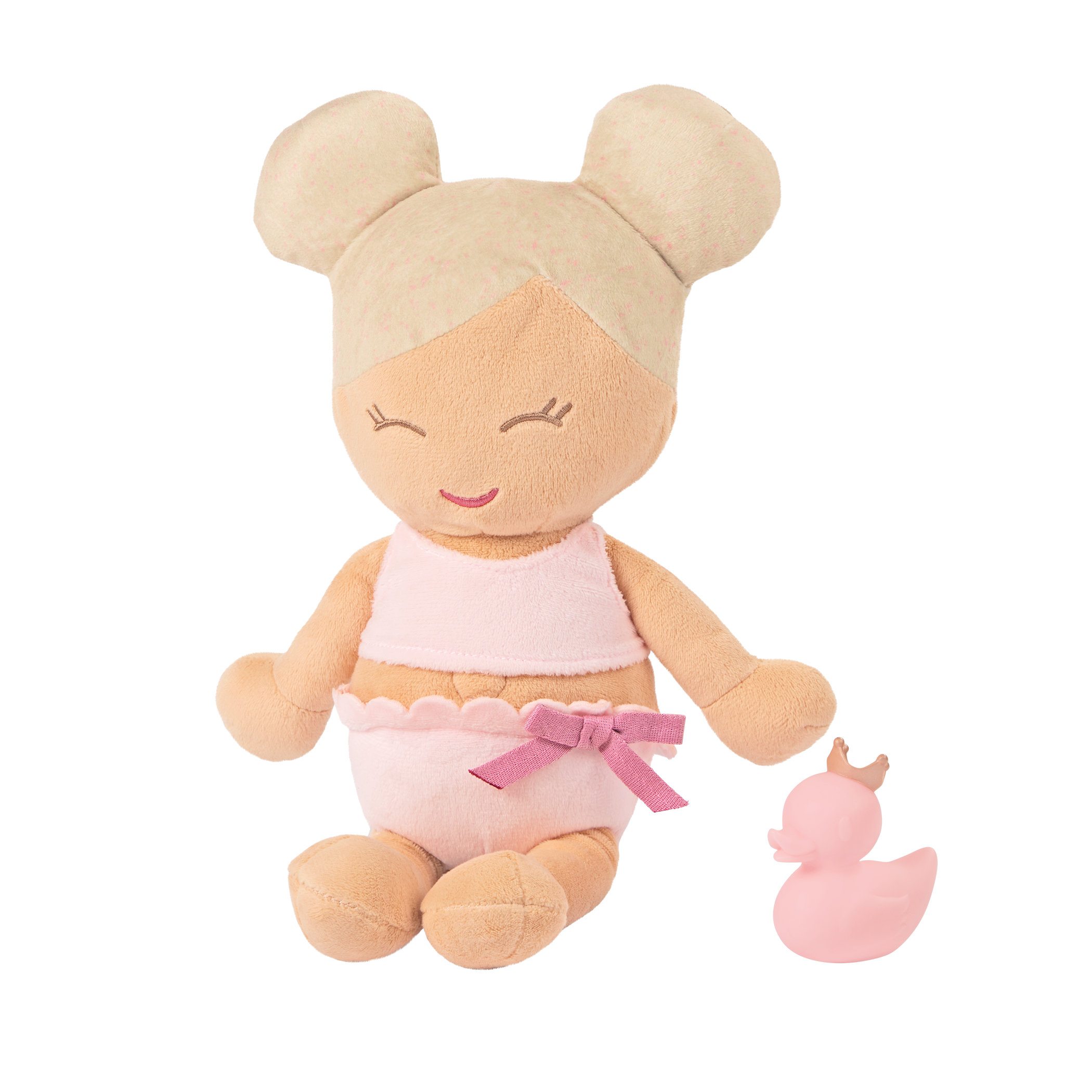 Plush Bath Doll - Bath Doll with Blonde Hair & Rubber Duck - Bath Toys - Gift Ideas for Kids - LullaBaby Dolls UK