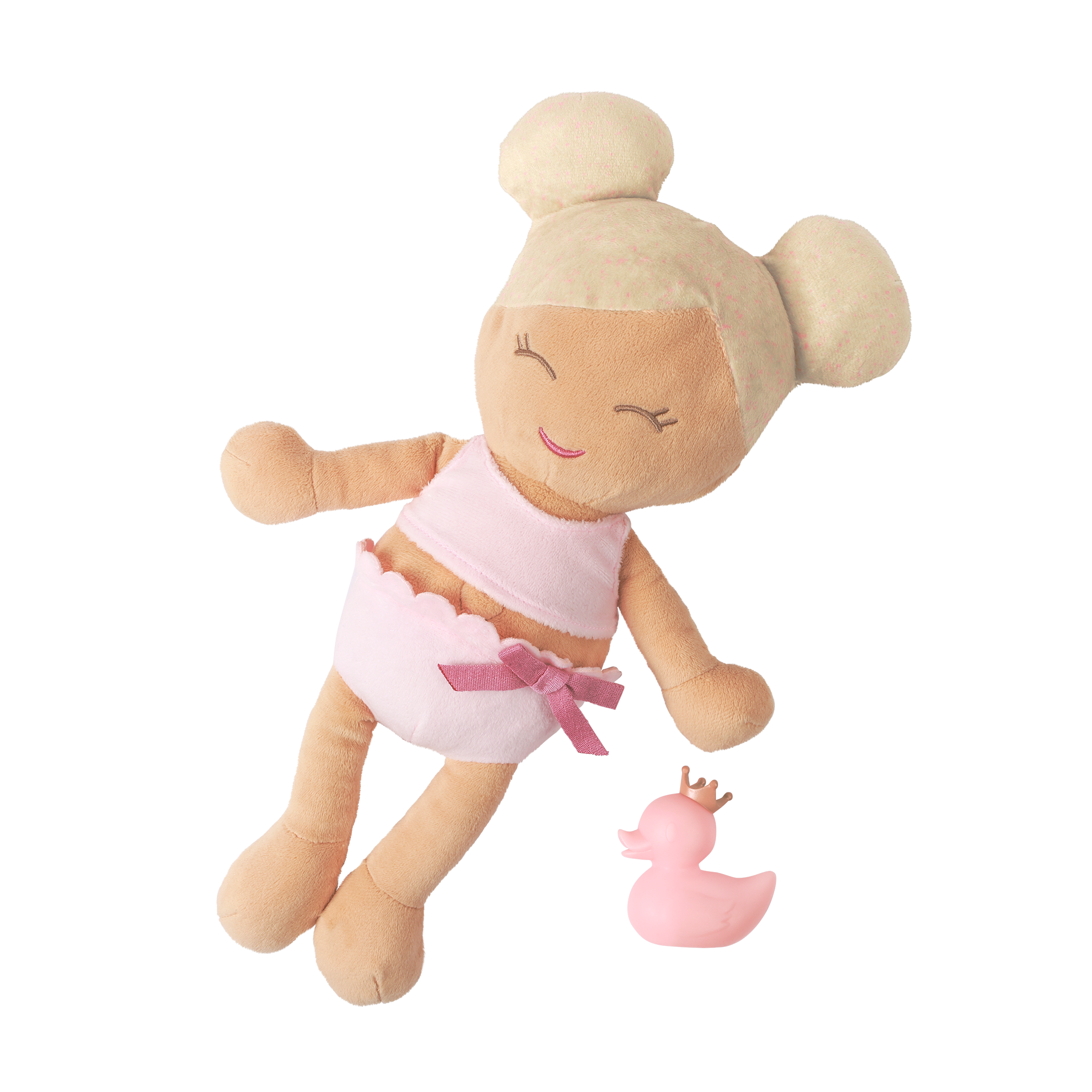 Plush Bath Doll - Bath Doll with Blonde Hair & Rubber Duck - Bath Toys - Gift Ideas for Kids - LullaBaby Dolls UK