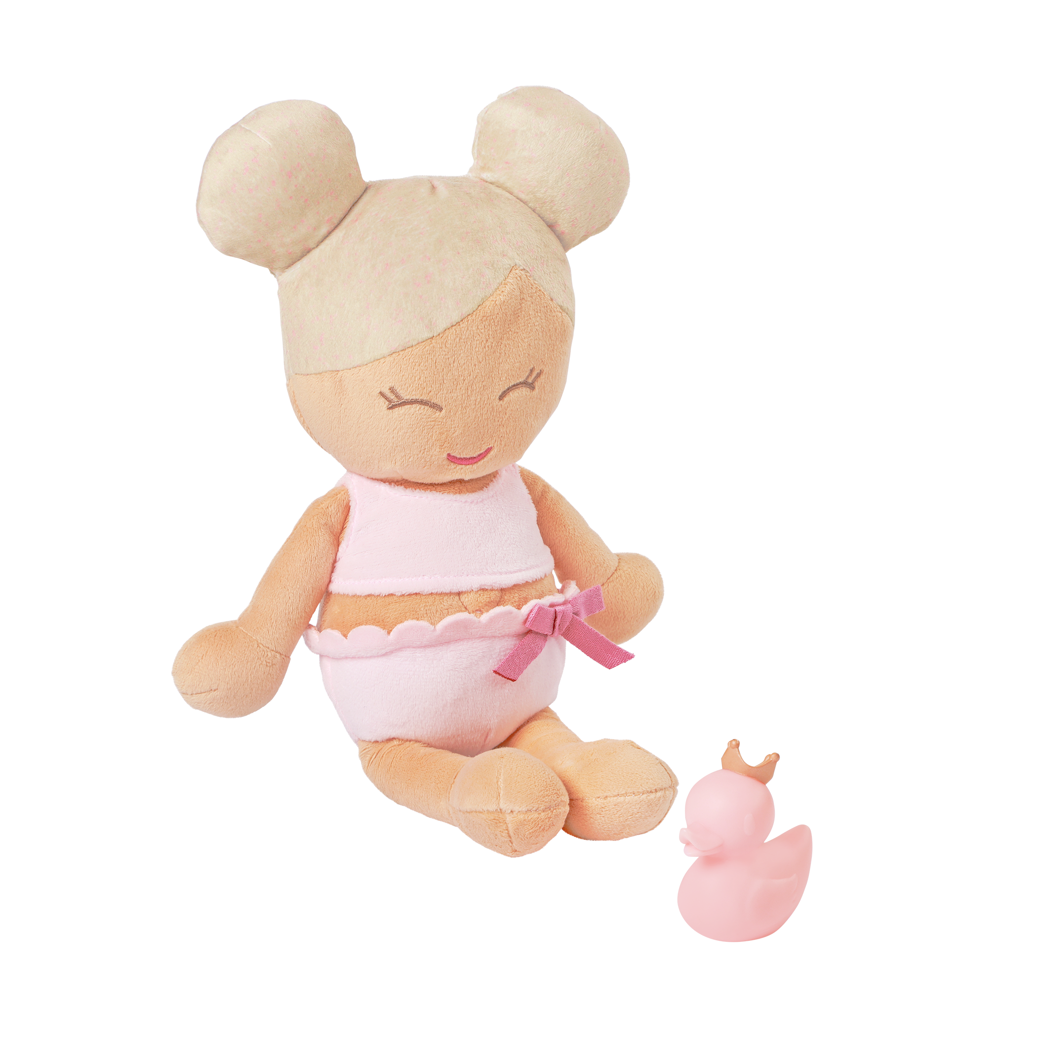 Plush Bath Doll - Bath Doll with Blonde Hair & Rubber Duck - Bath Toys - Gift Ideas for Kids - LullaBaby Dolls UK