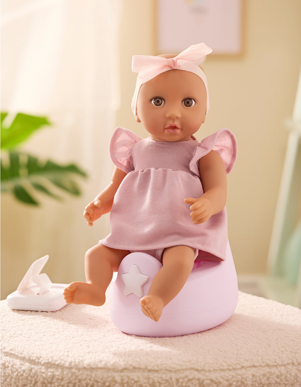 Baby Doll Potty Set in Pink - Baby Doll Accessory with Fun Sounds - LullaBaby