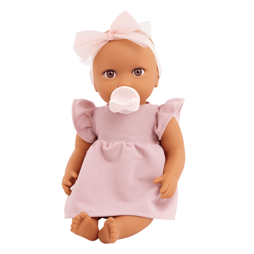 LullaBaby Doll in Pink Dress - 36cm Baby Doll with Brown Eyes - Gift Ideas for Kids Ages 2 Years + - LullaBaby Dolls UK