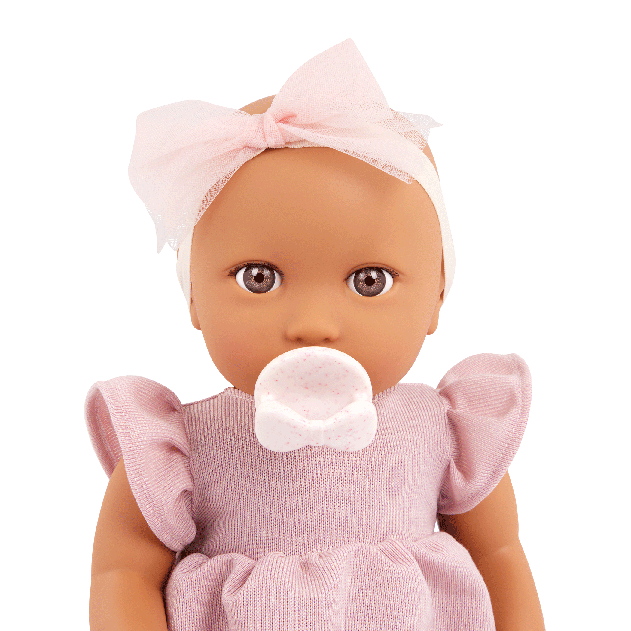 LullaBaby Doll in Pink Dress - 36cm Baby Doll with Brown Eyes - Gift Ideas for Kids Ages 2 Years + - LullaBaby Dolls UK