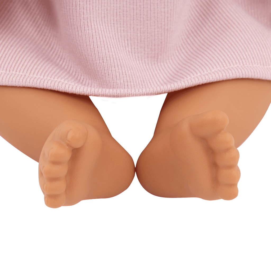 LullaBaby Doll in Pink Dress - 36cm Baby Doll with Brown Eyes - Gift Ideas for Kids Ages 2 Years + - LullaBaby Dolls UK