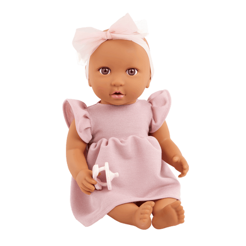 LullaBaby Doll in Pink Dress - 36cm Baby Doll with Brown Eyes - Gift Ideas for Kids Ages 2 Years + - LullaBaby Dolls UK