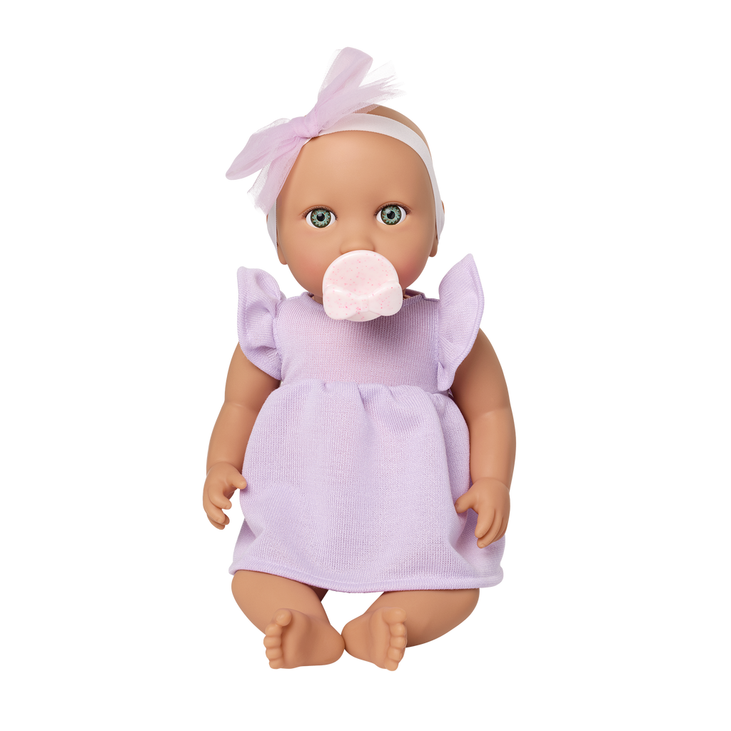 Baby Doll in Lilac Dress - 36cm Baby Doll with Blue Eyes - Gift Ideas for Toddlers - LullaBaby Dolls