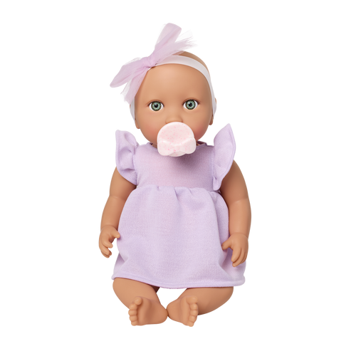 Baby Doll in Lilac Dress - 36cm Baby Doll with Blue Eyes - Gift Ideas for Toddlers - LullaBaby Dolls