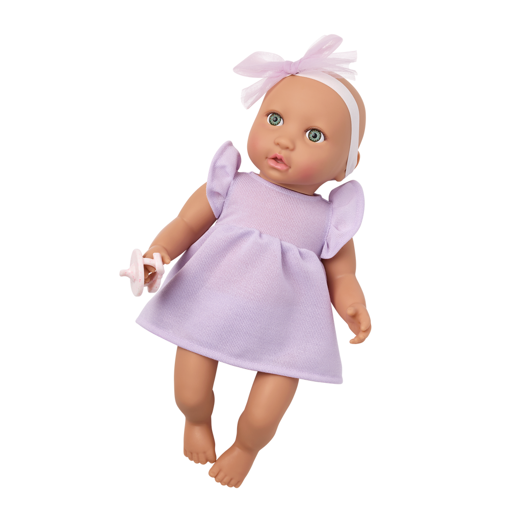 Baby Doll in Lilac Dress - 36cm Baby Doll with Blue Eyes - Gift Ideas for Toddlers - LullaBaby Dolls