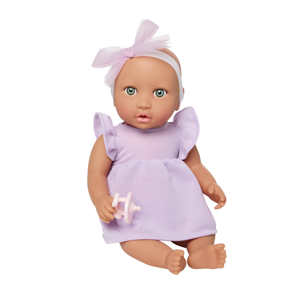 Baby Doll in Lilac Dress - 36cm Baby Doll with Blue Eyes - Gift Ideas for Toddlers - LullaBaby Dolls