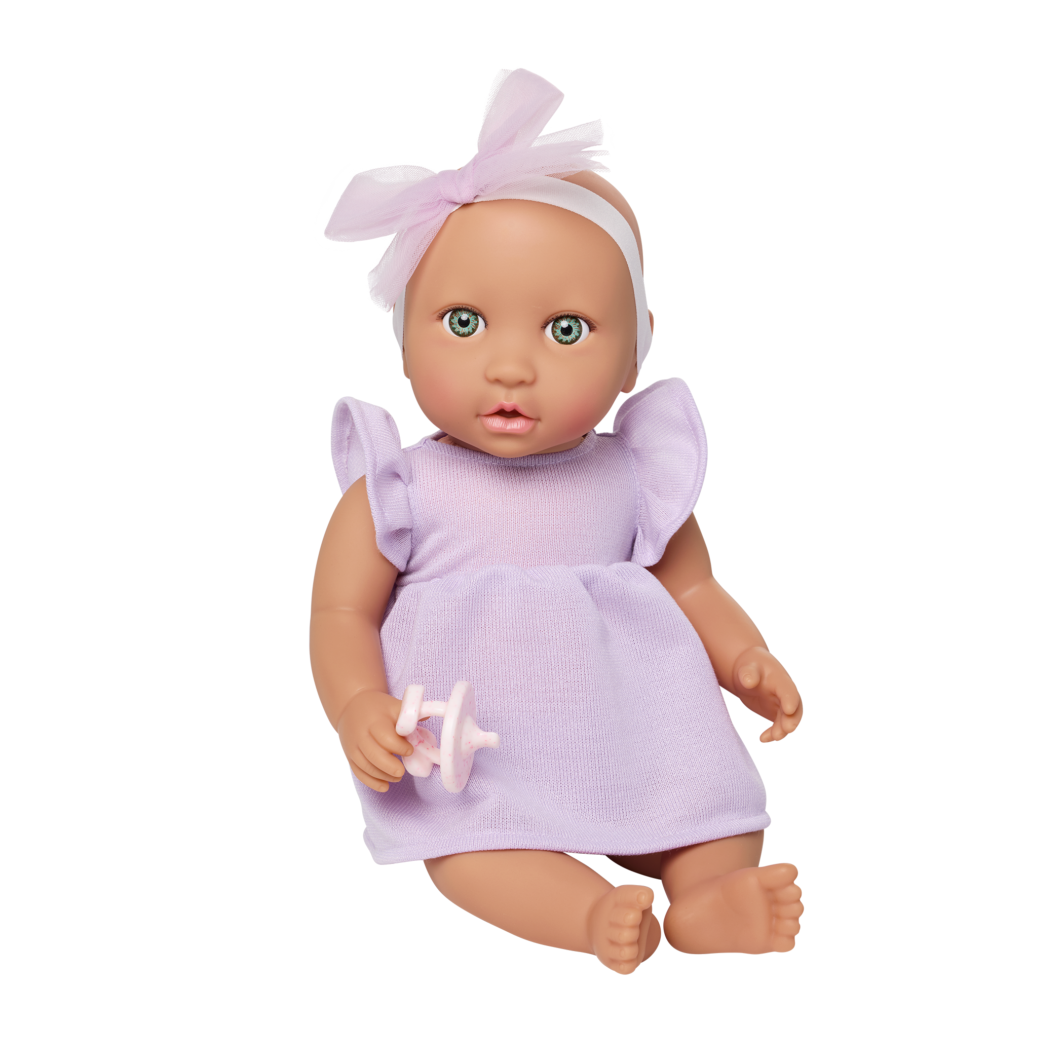 Baby Doll in Lilac Dress - 36cm Baby Doll with Blue Eyes - Gift Ideas for Toddlers - LullaBaby Dolls