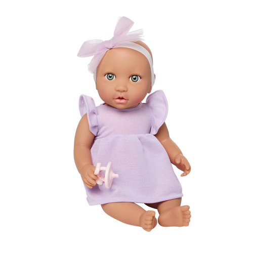 Baby Doll in Lilac Dress - 36cm Baby Doll with Blue Eyes - Gift Ideas for Toddlers - LullaBaby Dolls