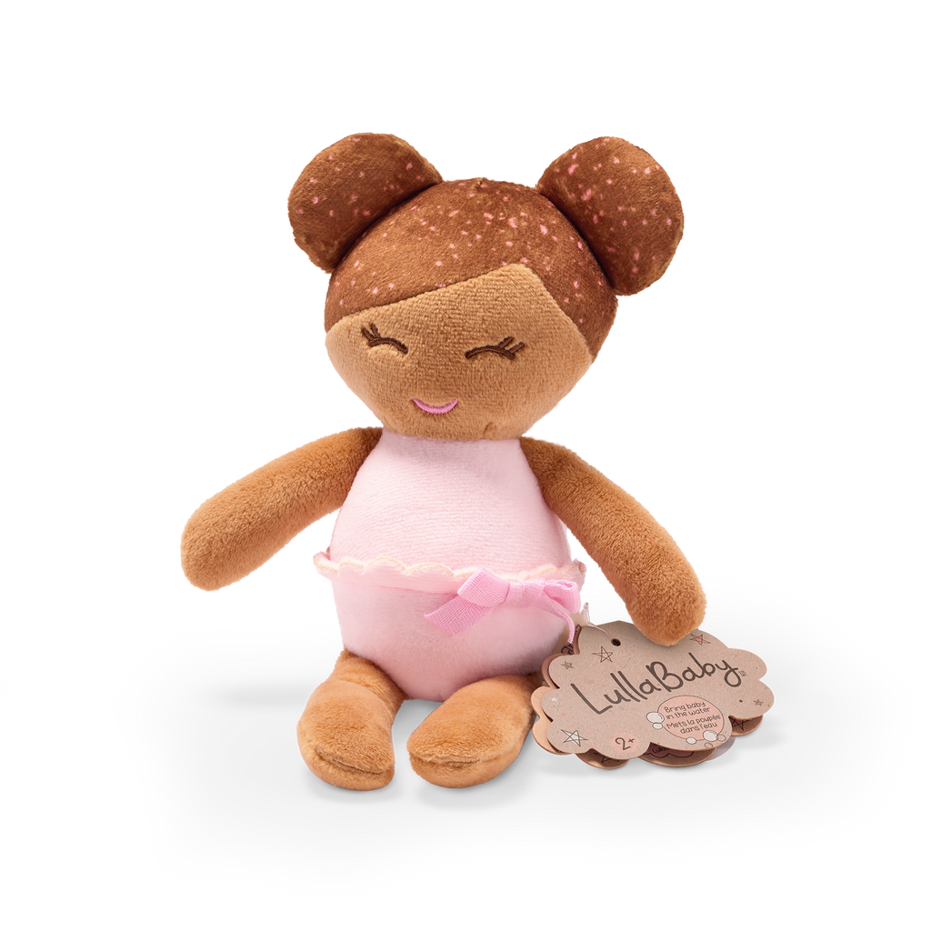 Plush Baby Bath Doll with Brown Hair - Mini Bath Doll for Kids - Bath Toys - Toys for Toddlers - LullaBaby Dolls