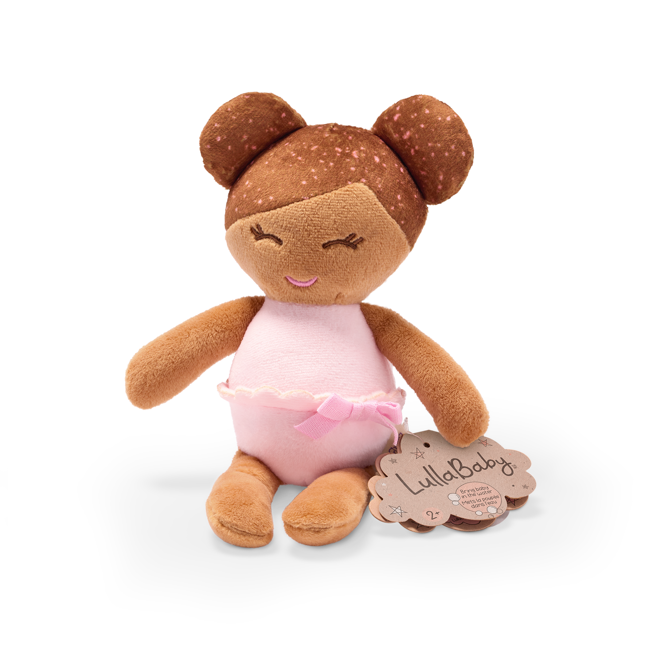 Plush Baby Bath Doll with Brown Hair - Mini Bath Doll for Kids - Bath Toys - Toys for Toddlers - LullaBaby Dolls