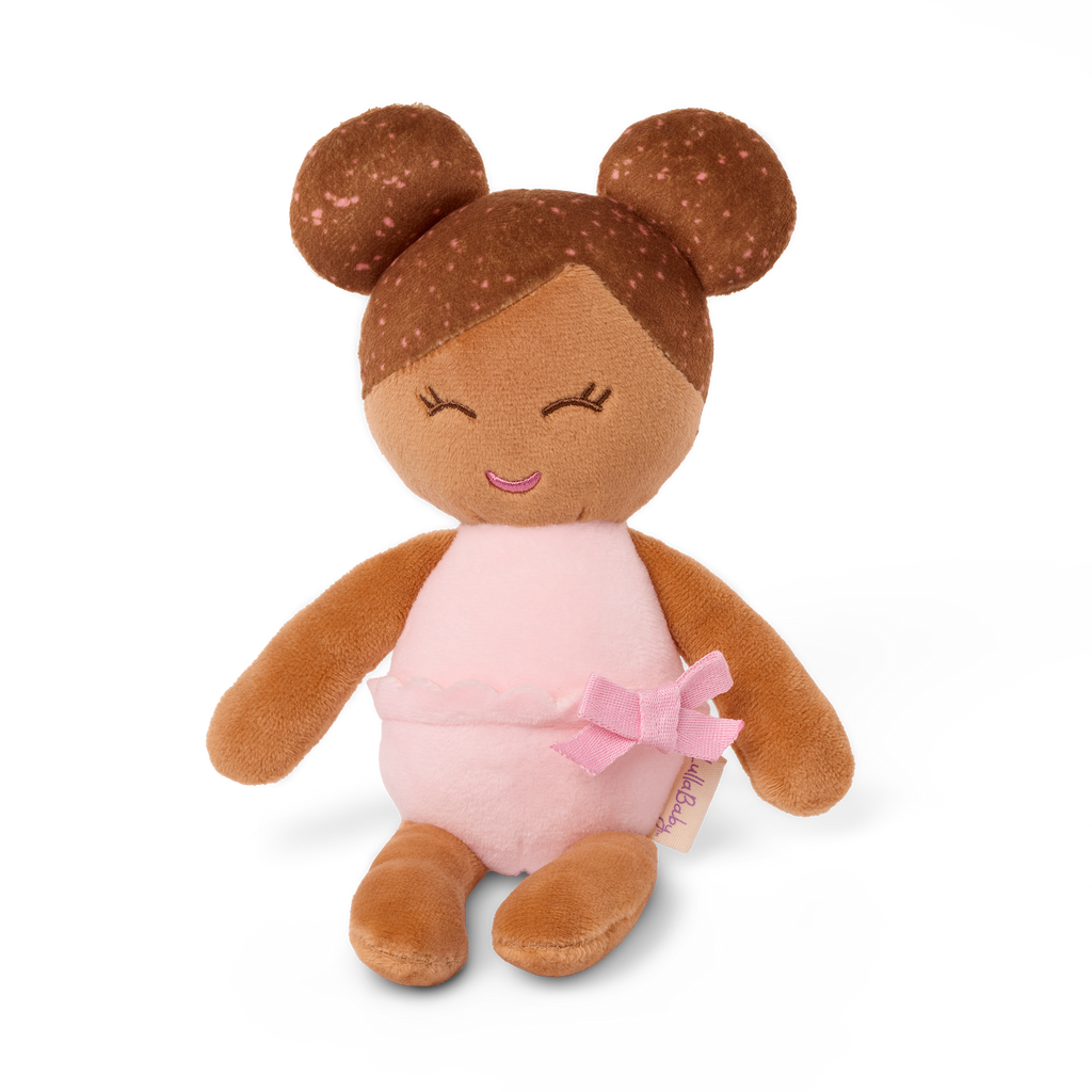 Plush Baby Bath Doll with Brown Hair - Mini Bath Doll for Kids - Bath Toys - Toys for Toddlers - LullaBaby Dolls