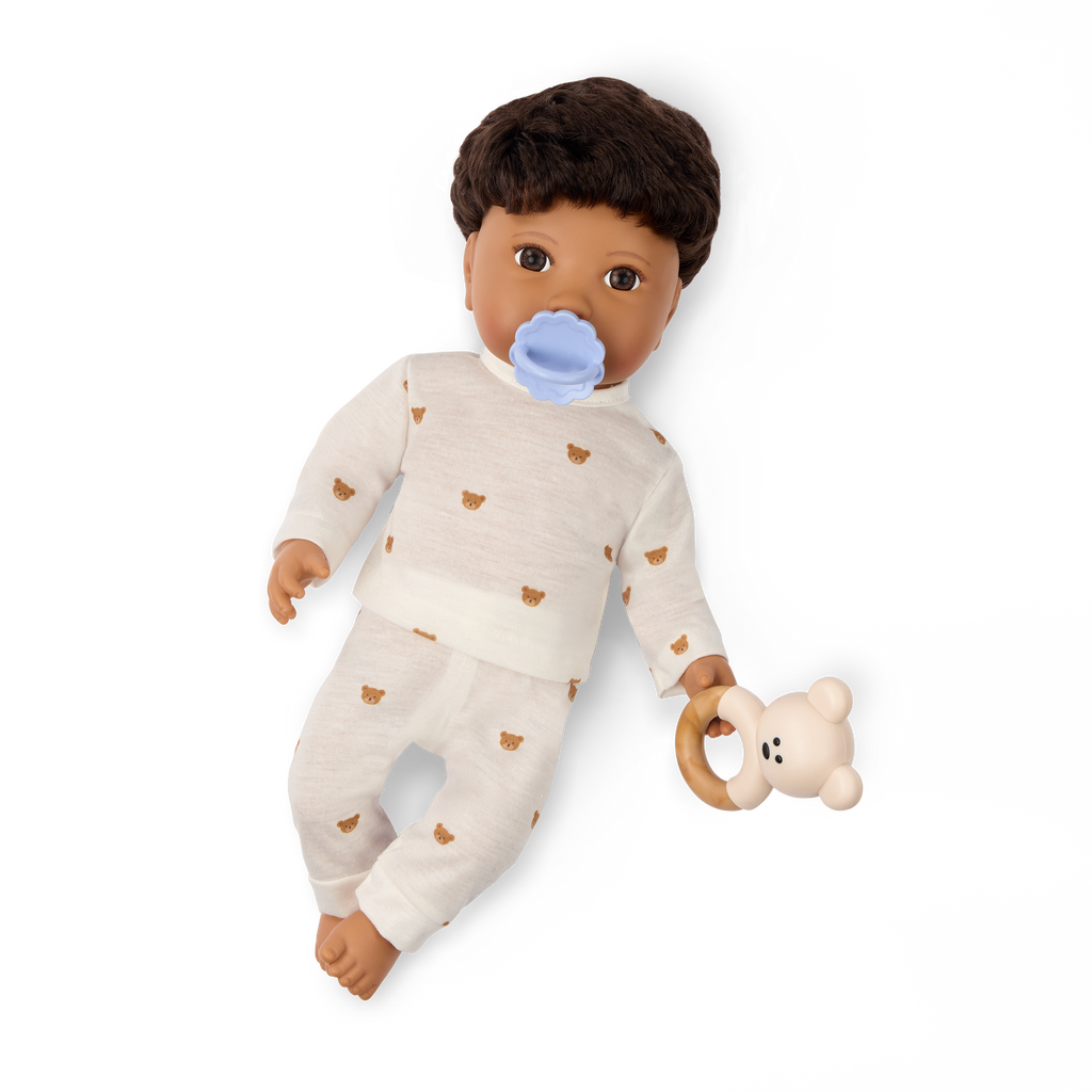 Boy Baby Doll & Bottle Set - Boy Doll with Brown Hair & Eyes - Bottle with Disappearing Milk - Toys for Kids Ages 2 Years + - LullaBaby Dolls UK