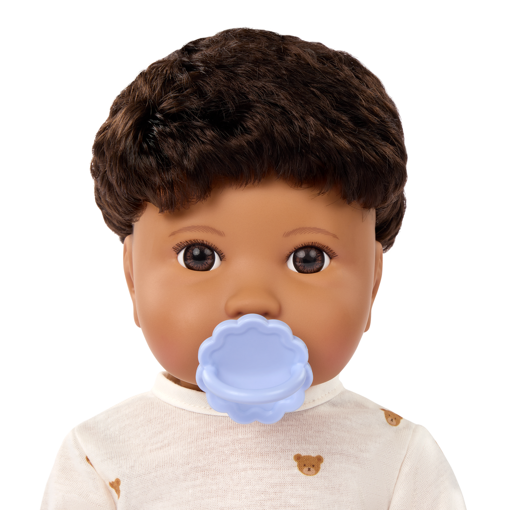 Boy Baby Doll & Bottle Set - Boy Doll with Brown Hair & Eyes - Bottle with Disappearing Milk - Toys for Kids Ages 2 Years + - LullaBaby Dolls UK