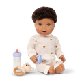 Boy Baby Doll & Bottle Set - Boy Doll with Brown Hair & Eyes - Bottle with Disappearing Milk - Toys for Kids Ages 2 Years + - LullaBaby Dolls UK