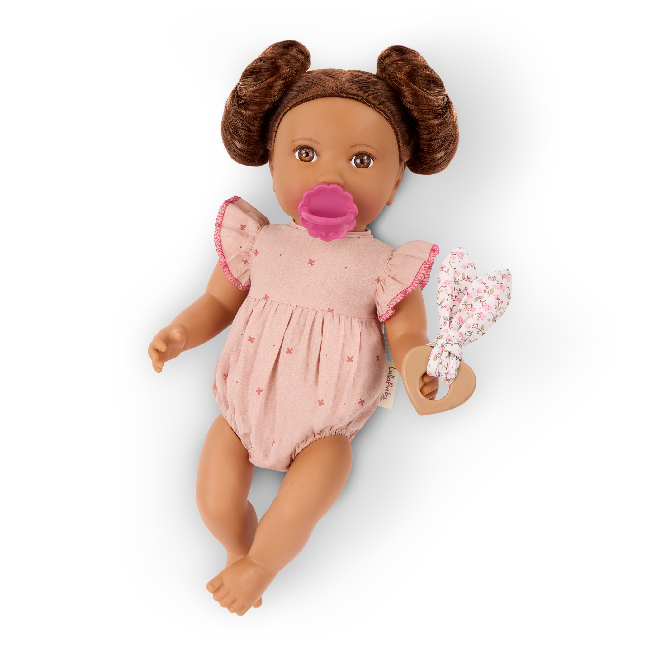 Brunette Doll with Bottle - Baby Doll with Brown Hair & Eyes - Bottle Accessory with Disappearing Milk - Toys for Kids Ages 2 Years + - LullaBaby UK