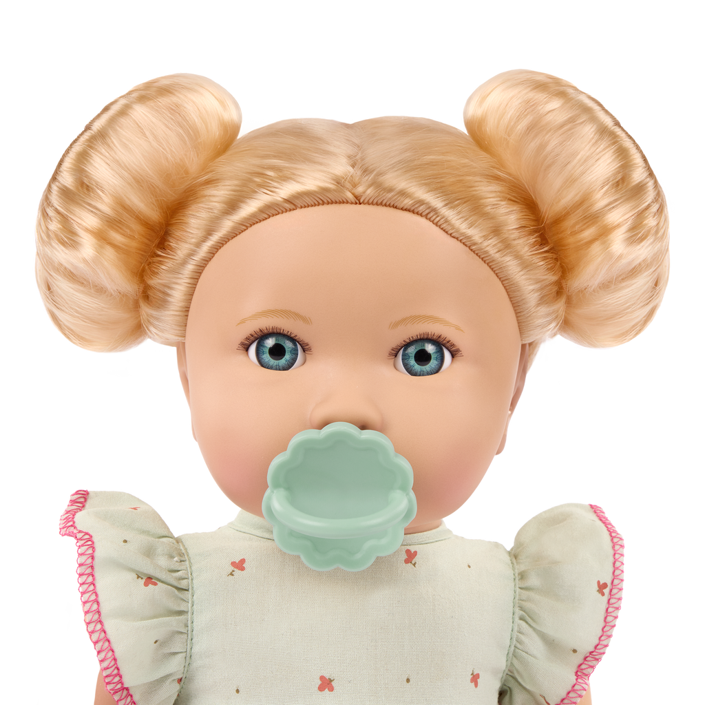 Blonde Baby Doll & Bottle - 36cm Baby Doll with Blonde Hair & Blue Eyes - Bottle with Disappearing Milk - Gift Ideas for Kids Ages 2 Years +- LullaBaby Dolls UK