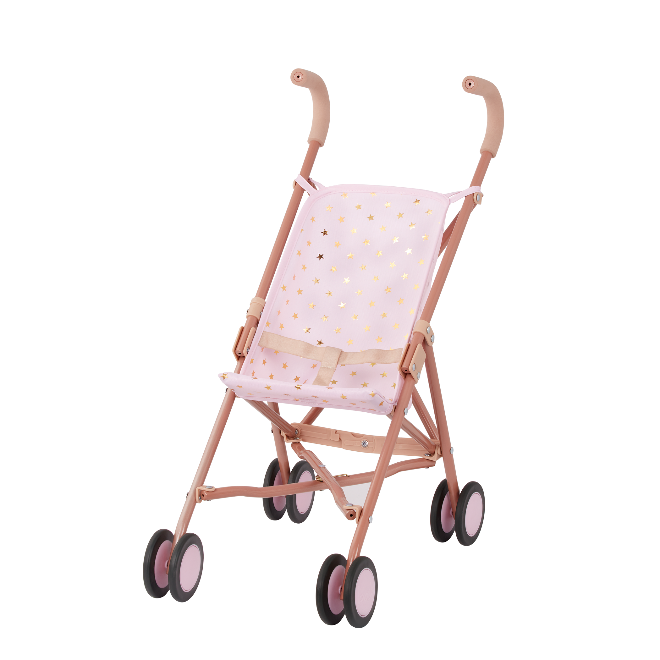 Baby Doll Pram in Pink with Golden Star Print - 36cm Baby Doll Accessory - LullaBaby Dolls