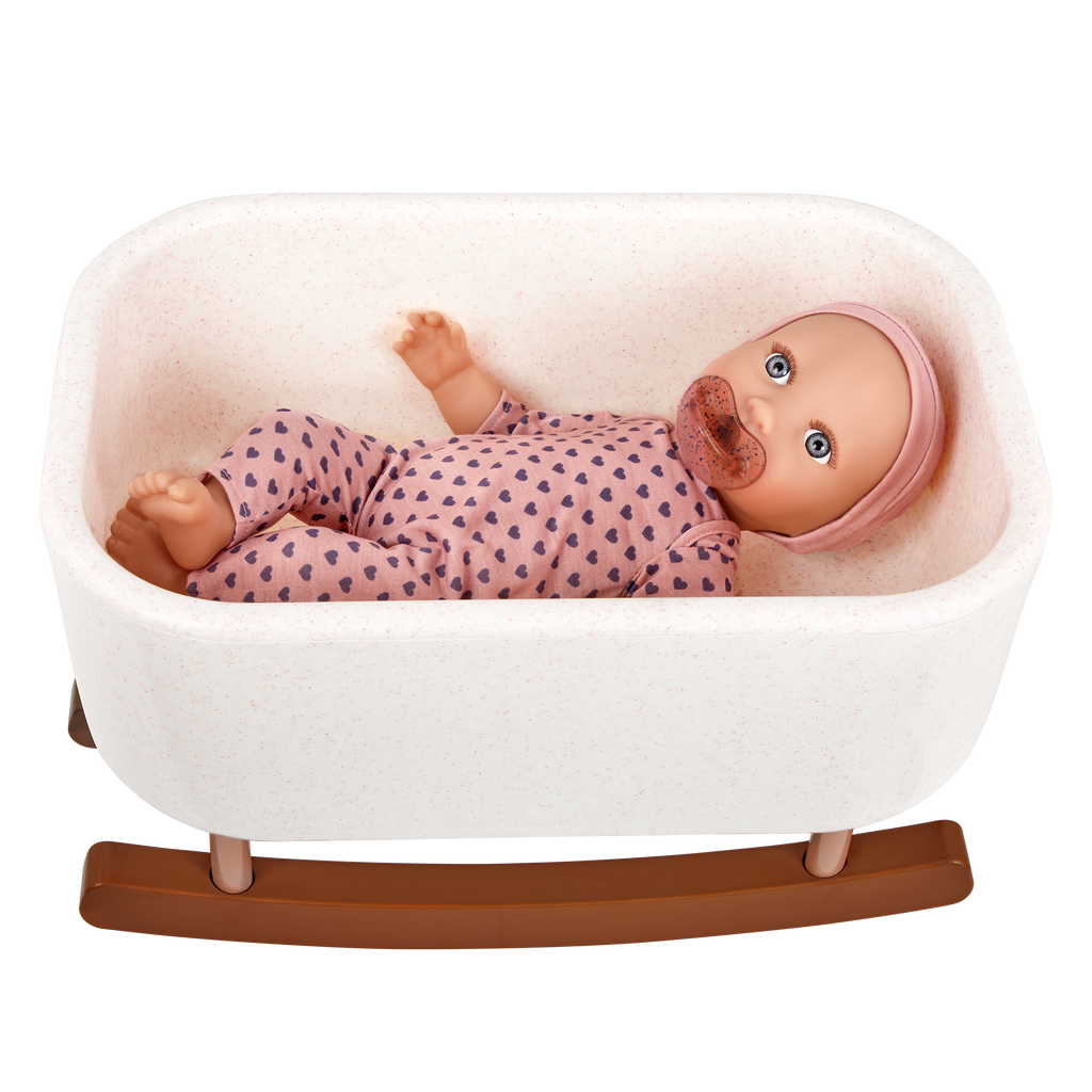 LullaBaby Doll & Bassinet Set - 36cm Baby Doll & Rocking Bassinet