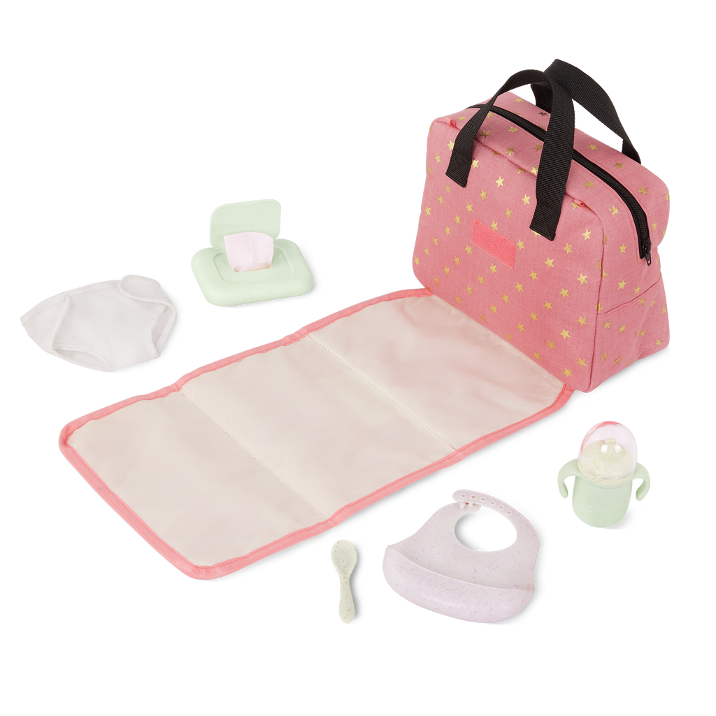Baby Doll Nappy Bag in Pink - 36cm Baby Doll Accessories - Changing Accessories - LullaBaby UK
