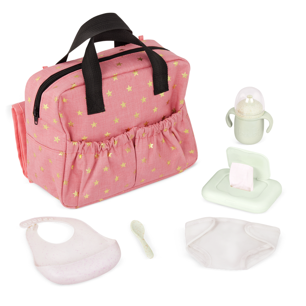 Baby Doll Nappy Bag in Pink - 36cm Baby Doll Accessories - Changing Accessories - LullaBaby UK