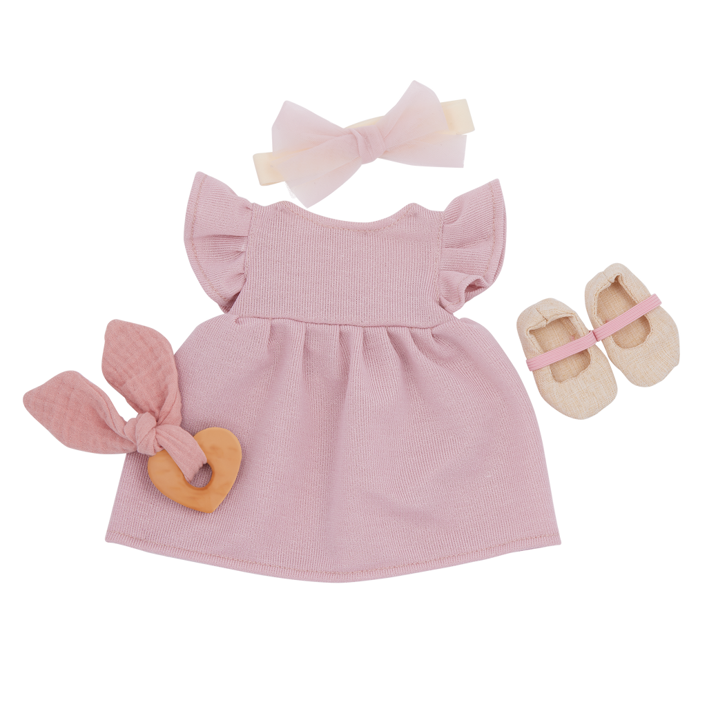 LullaBaby Doll Pink Dress Outfit - Clothes for Baby Dolls