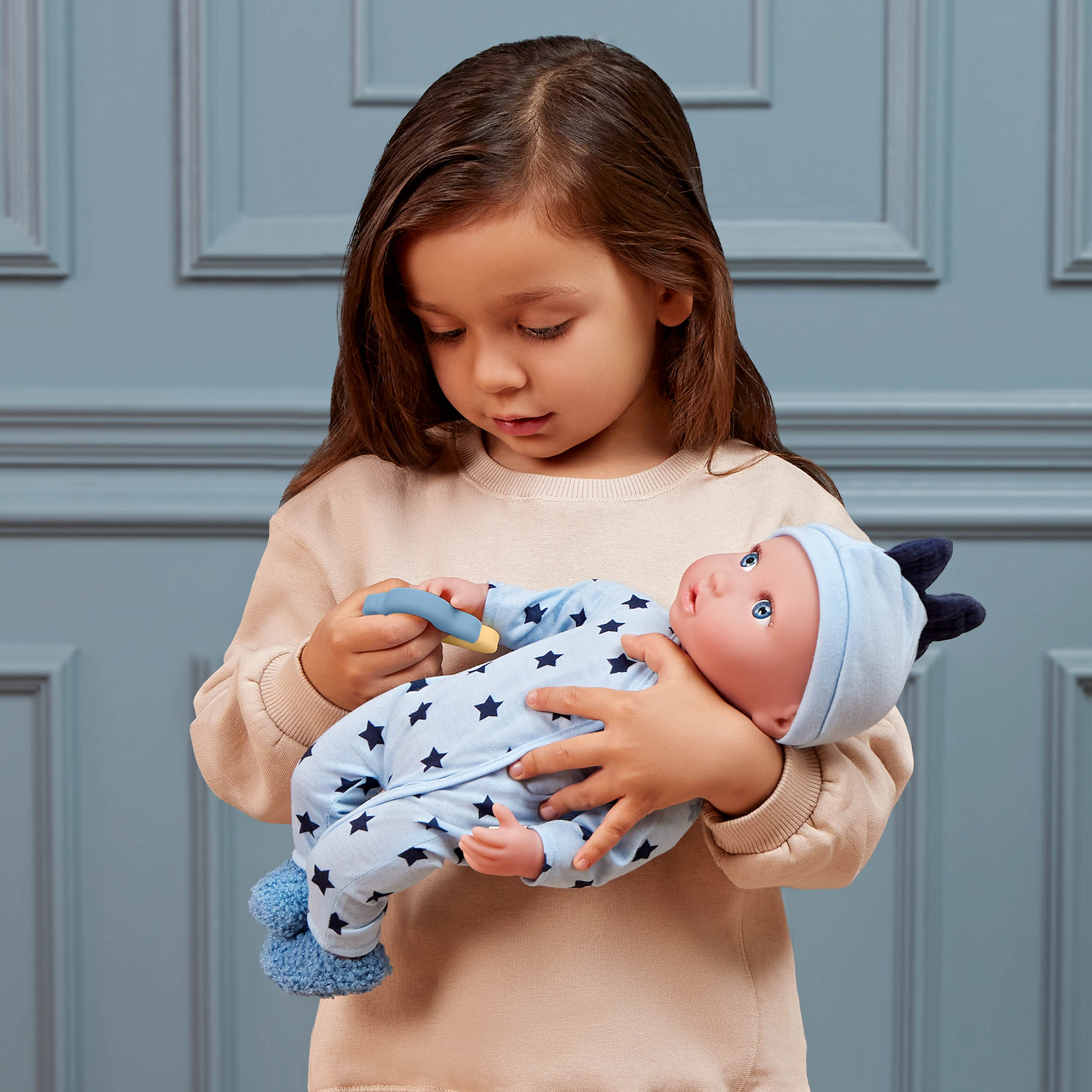 LullaBaby Boy Doll Blue Pyjama Outfit - 36cm Baby Doll Onesie 